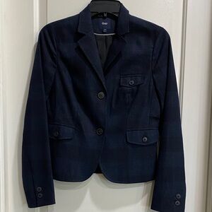EUC GAP Women's Navy/Black Check Blazer 
Size 2